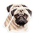 (2 Pack) Pug Dog Magnets - Cute Pet Lover Accessory - Refrigerator Decor Animal Art - 5 Inches On Longest Side - Thick Durable Magnet - Made in USA - MAG29733