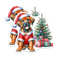 (2 Pack) Cute Christmas Puppy Magnets - Santa Dog Refrigerator Decor - Festive Holiday Pet Accessory - 5 Inches On Longest Side - Thick Durable Magnet - Made in USA - MAG26970