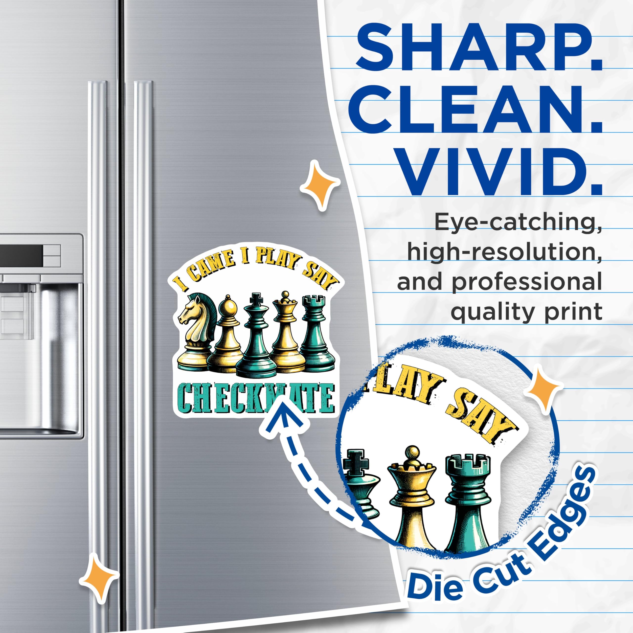 (2 Pack) Chess Magnets - Checkmate Magnets - Chessboard Pieces Magnets - 5" On Longest Side - for Cars, Refrigerators, Toolboxes, Lockers - Made in USA BMCS3189