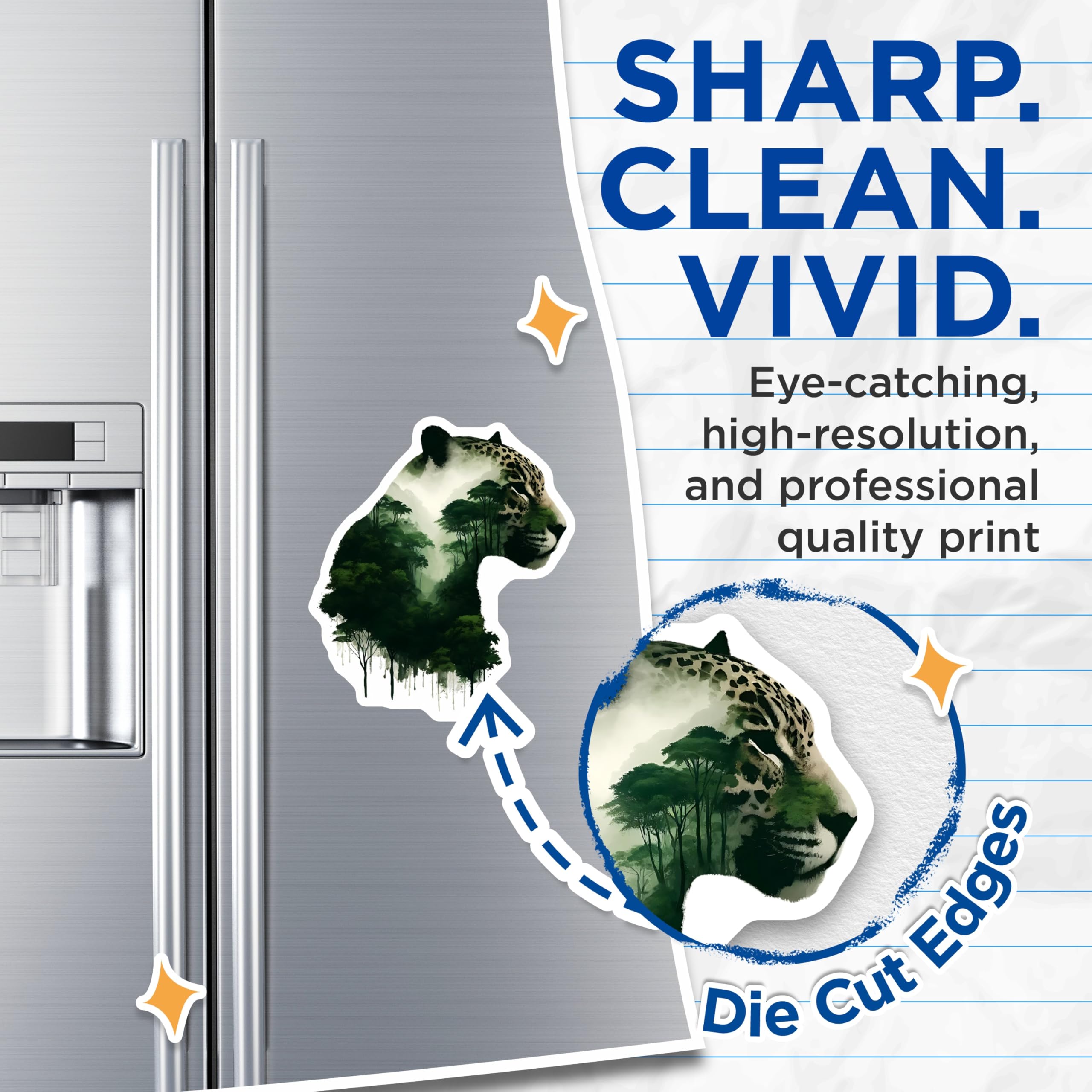 (2 Pack) Jaguar Magnets - Rainforest Animal Fridge Magnets - Nature Inspired Home Decor - 5" On Longest Side - Premium Magnet - for Cars, Refrigerators, Toolboxes, Lockers - Made in USA - MAG16336