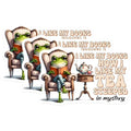 (3 Pack) Frog Tea Decals - Book Lover Stickers - Whimsical Art Decals - 3 Inches On Longest Side - Easy Peel & Apply - Made in USA - 3MCS7074