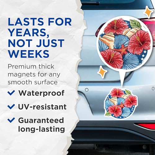 (2 Pack) Beach Shells and Flowers Magnets Magnets - 5" On Longest Side - Made in USA - Sticks to Refrigerators & Metal Surfaces - MAG8998