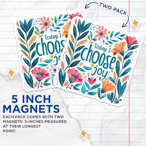 (2 Pack) Motivational Quote Magnets - Positive Vibes - Floral Design - 5" On Longest Side - for Cars, Fridges, Toolboxes - Made in USA - MAG4316
