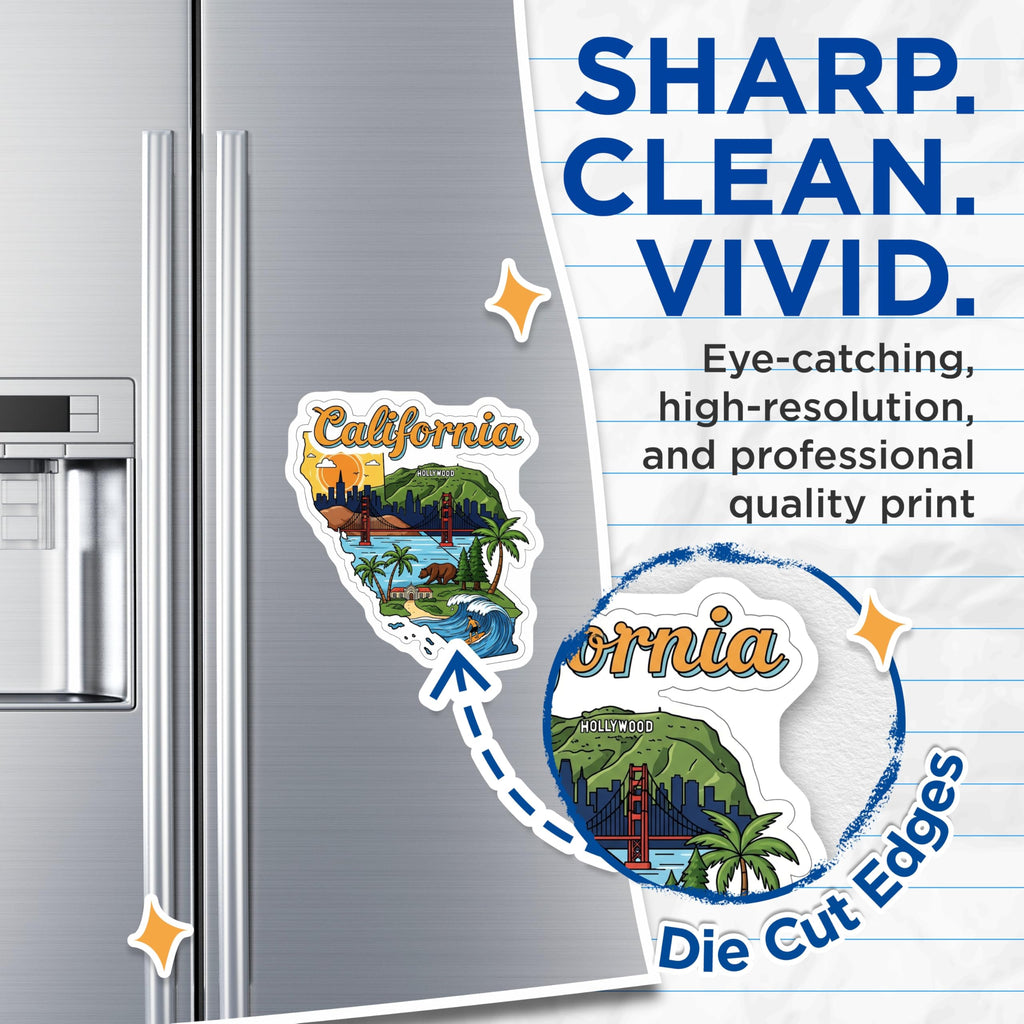 (2 Pack) California Magnets - Travel Souvenir - Golden State Decor - 5" On Longest Side - Premium Magnet - for Cars, Refrigerators, Toolboxes, Lockers - Made in USA - MAG14571