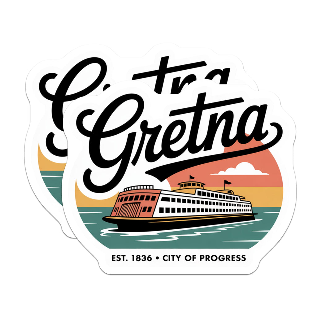 (2 Pack) Gretna Louisiana Magnets - Ferry Boat - City of Progress Decor - 5" On Longest Side - Premium Magnet - for Cars, Refrigerators, Toolboxes, Lockers - Made in USA - MAG17685