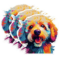 (3 Pack) Doodle Dog Decals - Colorful Puppy Art - Laptop Decal - 3 Inches On Longest Side - Easy Peel & Apply - Made in USA - 3MCS0797
