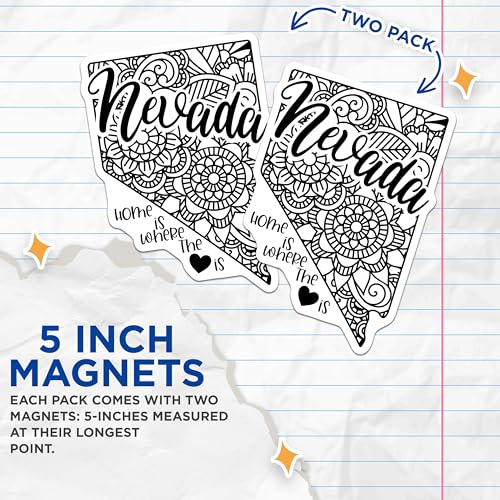(2 Pack) Nevada Home is Where The Heart is Magnets Magnets - 5" On Longest Side - Made in USA - Sticks to Refrigerators & Metal Surfaces - MAG9076