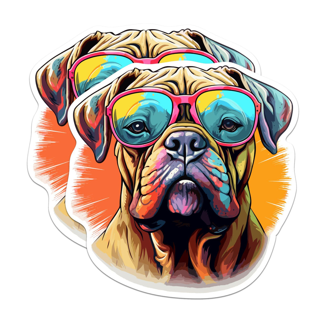 (2 Pack) Bullmastiff Dog Magnets - Bullmastiff with Sunglasses - Choose FromOver 100 Dog Breeds - 5" On Longest Side - Premium Magnet - Made in USA - MAG0329
