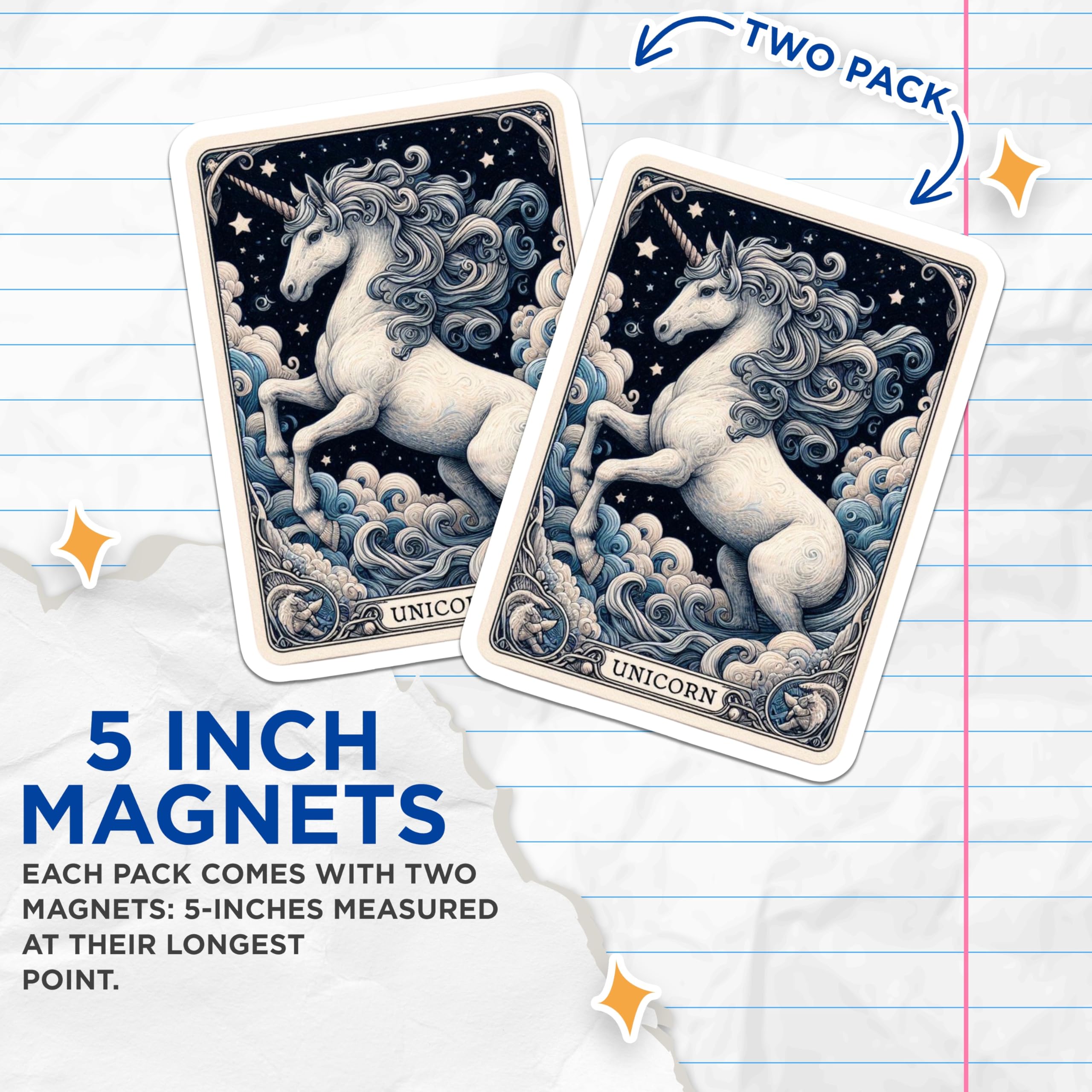 (2 Pack) Unicorn Magnets - Fantasy Art Decor - Mystical Creature Celestial Decor - 5 Inches On Longest Side - Thick Durable Magnet - Made in USA - MAG22283