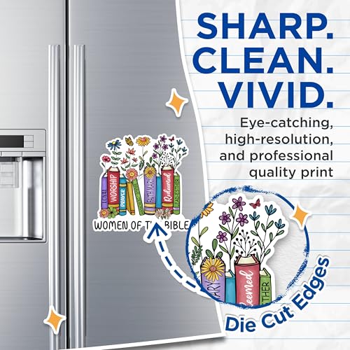 (2 Pack) Women of The Bible Magnets - Inspirational Faith Magnets - Flower Bible Verse Magnets- 5" On Longest Side - for Fridges, Toolboxes, Cars - Made in USA - MAG3053