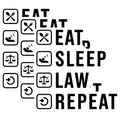 (3 Pack) Eat Sleep Law Repeat Decals - Lawyer Student - Law School Decal - 3 Inches On Longest Side - Easy Peel & Apply - Made in USA - 3MCS4348