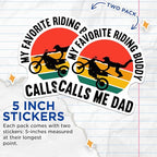 (2 Pack) Dad Riding Buddy Stickers - Motorcycle Dad Stickers - Dirt Bike Riding Dad Stickers - 5" On Longest Side - Sticks to Smooth Flat Surfaces - Made in USA - BMCS5840