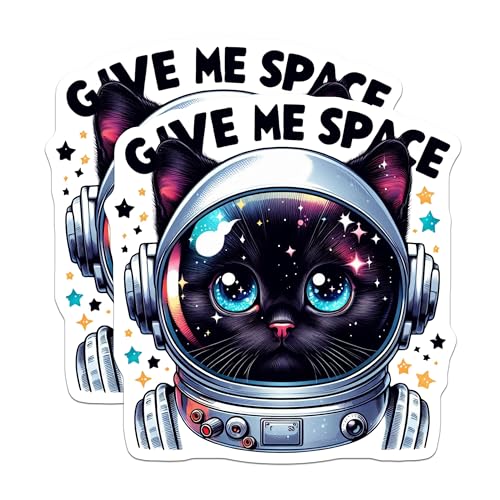 (2 Pack) Give Me Space Cat Magnets - Cute Space Cat - Fun Astronaut Cat Art for Fridge - 5" On Longest Side - for Cars, Fridges, Toolboxes - Made in USA - MAG4584