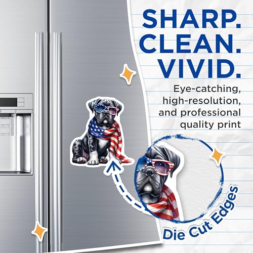 (2 Pack) American Bulldog Magnets - Patriotic Dog Magnet - Stars and Stripes Decor - USA Themed Accessories - 5" On Longest Side - for Cars, Fridges, Toolboxes - Made in USA - MAG6571