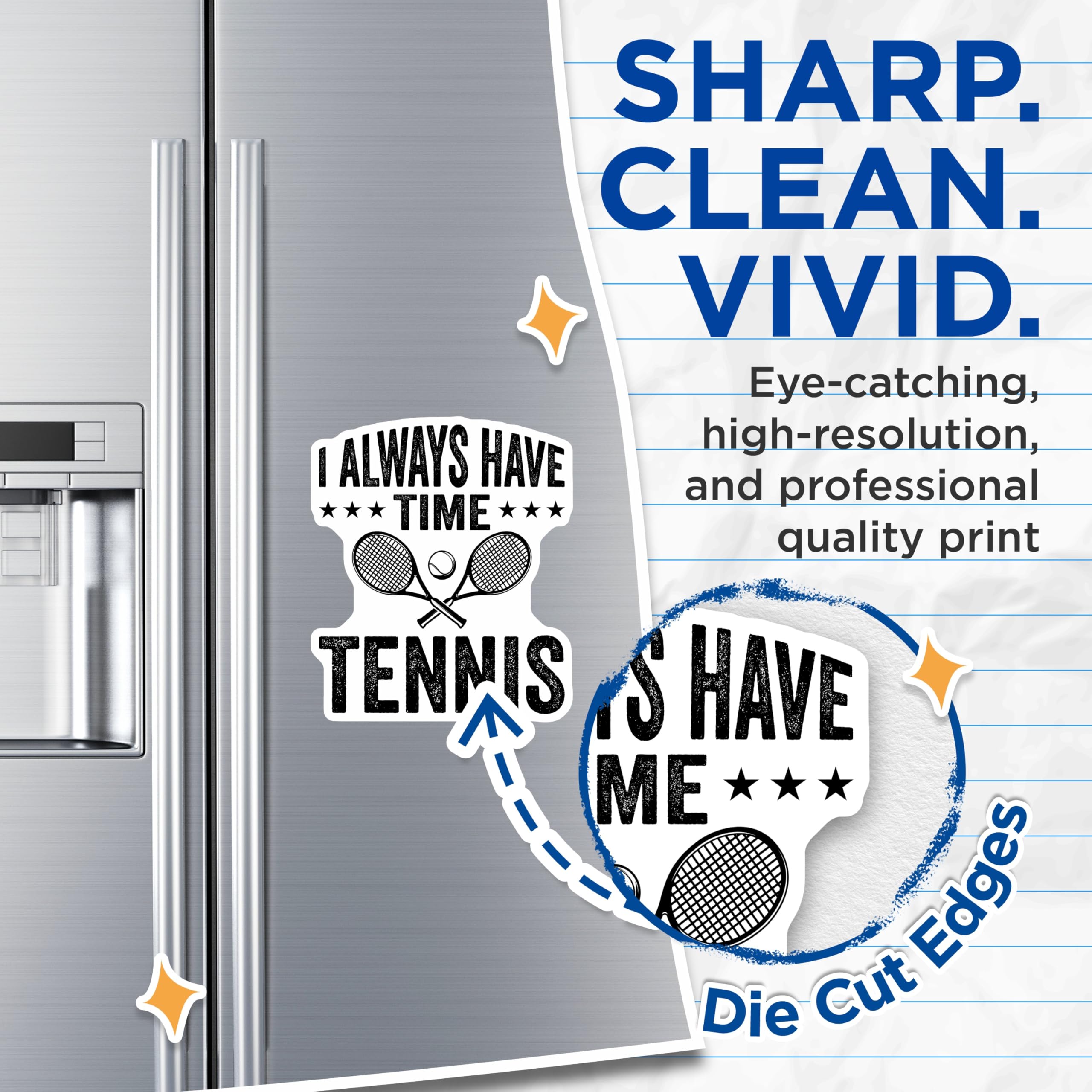 (2 Pack) Tennis Lover Magnets - Always Time for Tennis - Tennis Player Accessories - Racket Ball Enthusiast - Sports Decor - 5 Inches On Longest Side - Thick Durable Magnet - Made in USA - MAG21849