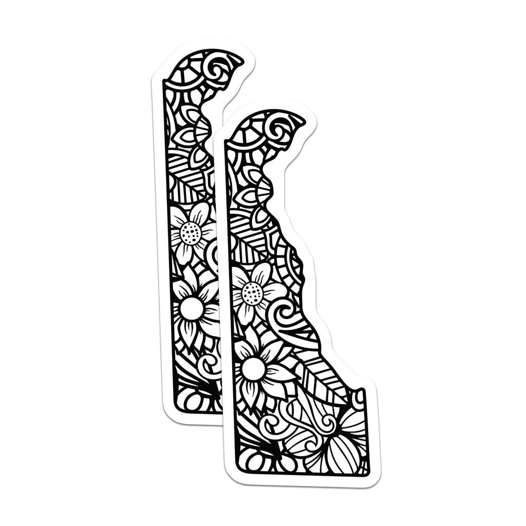 (2 Pack) Delaware State Magnets - Floral Mandala Art - DE Pride Souvenir - 5" On Longest Side - Premium Magnet - for Cars, Refrigerators, Toolboxes, Lockers - Made in USA - MAG18588