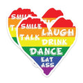 (2 Pack) Rainbow Pride Stickers - Funny LGBTQ Stickers - Smile Talk Laugh Drink Dance Eat Stickers - 5" On Longest Side - Sticks to Smooth Flat Surfaces - Made in USA - BMCS4715