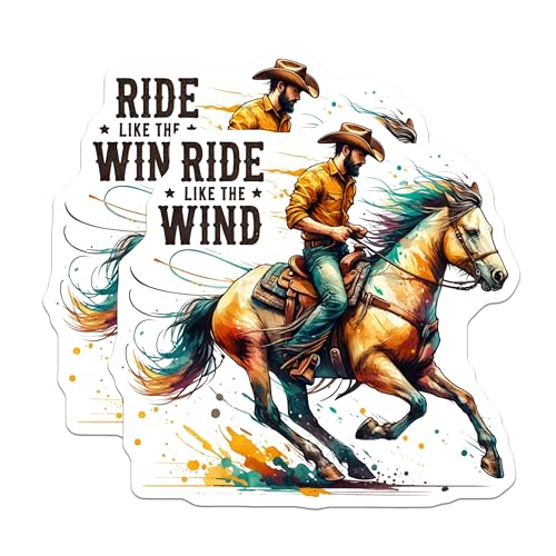 (2 Pack) Ride Like The Wind Magnets - Horse Rider Cowboy Decor - Western Themed Magnets - Inspirational Quotes Magnets - 5" On Longest Side - for Cars, Fridges, Toolboxes - Made in USA - MAG6926