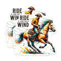 (2 Pack) Ride Like The Wind Magnets - Horse Rider Cowboy Decor - Western Themed Magnets - Inspirational Quotes Magnets - 5" On Longest Side - for Cars, Fridges, Toolboxes - Made in USA - MAG6926