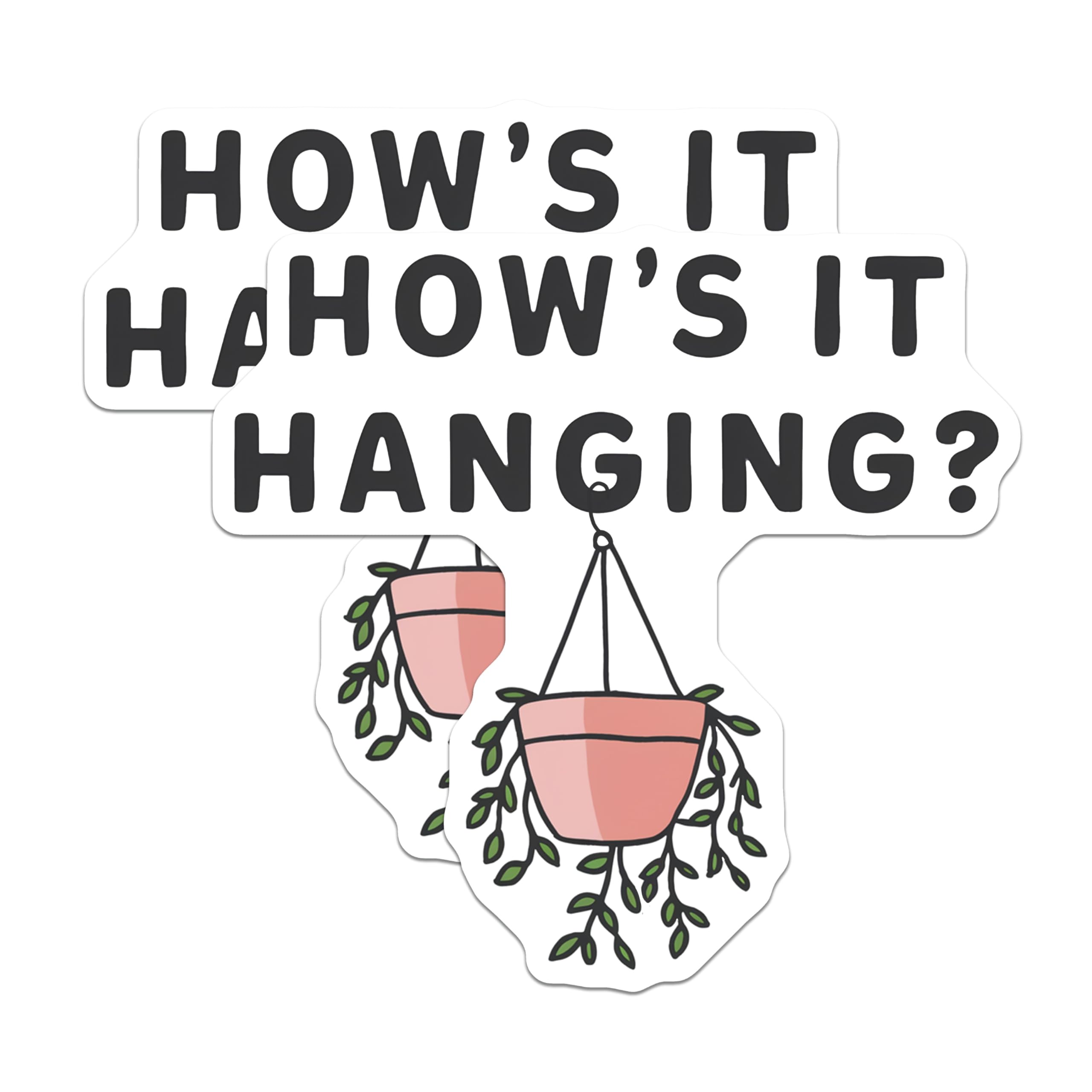 (2 Pack) How's It Hanging Magnets - Funny Puns - Hanging Plant Humor - 5" On Longest Side - Premium Magnet - for Cars, Refrigerators, Toolboxes, Lockers - Made in USA - MAG17211