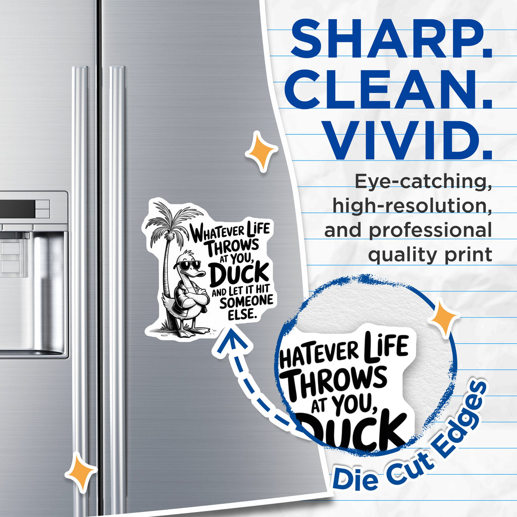 (2 Pack) Funny Duck Magnets - Sarcastic Quote Refrigerator Magnets - Quirky Office Humor Decor - 5 Inches On Longest Side - Thick Durable Magnet - Made in USA - MAG36357