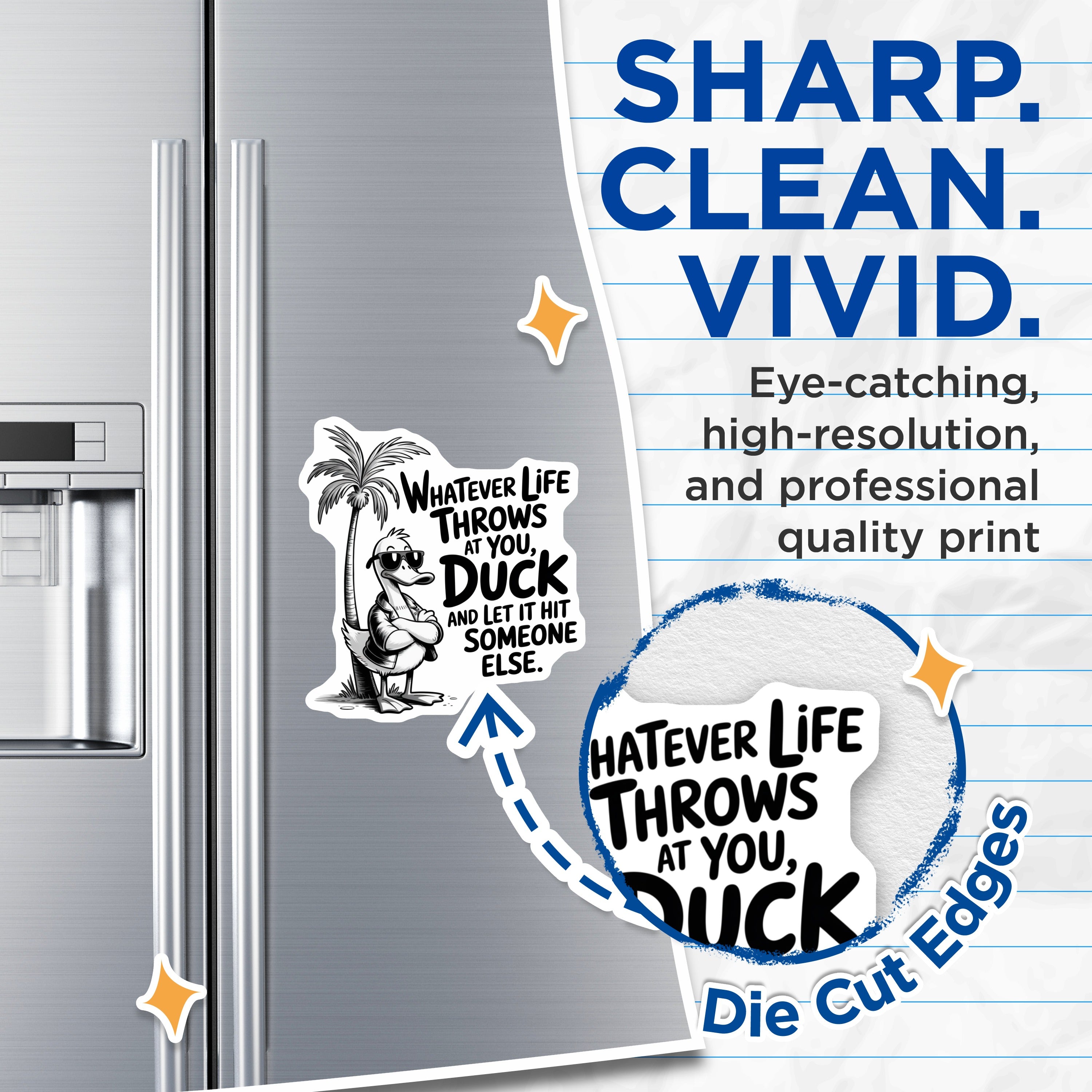 (2 Pack) Funny Duck Magnets - Sarcastic Quote Refrigerator Magnets - Quirky Office Humor Decor - 5 Inches On Longest Side - Thick Durable Magnet - Made in USA - MAG36357