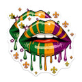 (2 Pack) Lips Drip Stickers - Mardi Gras Theme - Colorful Lip Decals - 5" On Longest Side - Sticks to Smooth Flat Surfaces - Made in USA - BMCS9616