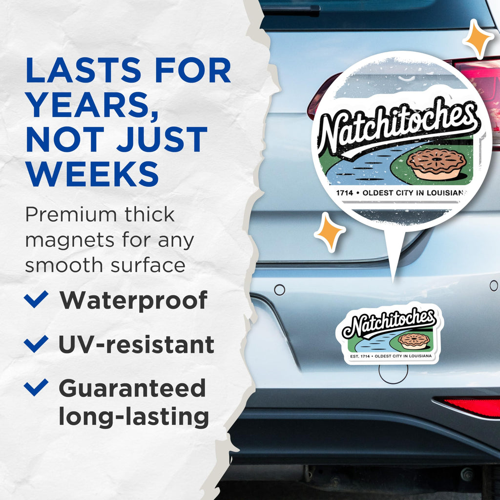 (2 Pack) Natchitoches Louisiana Magnets - Oldest City - Louisiana Travel Fridge Decor - 5" On Longest Side - Premium Magnet - for Cars, Refrigerators, Toolboxes, Lockers - Made in USA - MAG18161