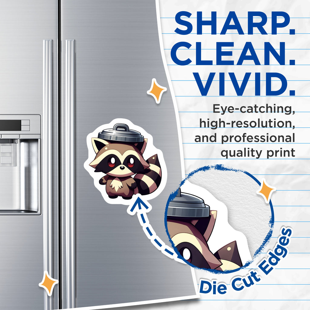 (2 Pack) Cute Raccoon Magnets - Trash Panda Decor - Funny Animal Magnet - Chibi Refrigerator Magnets - 5 Inches On Longest Side - Thick Durable Magnet - Made in USA - MAG39564
