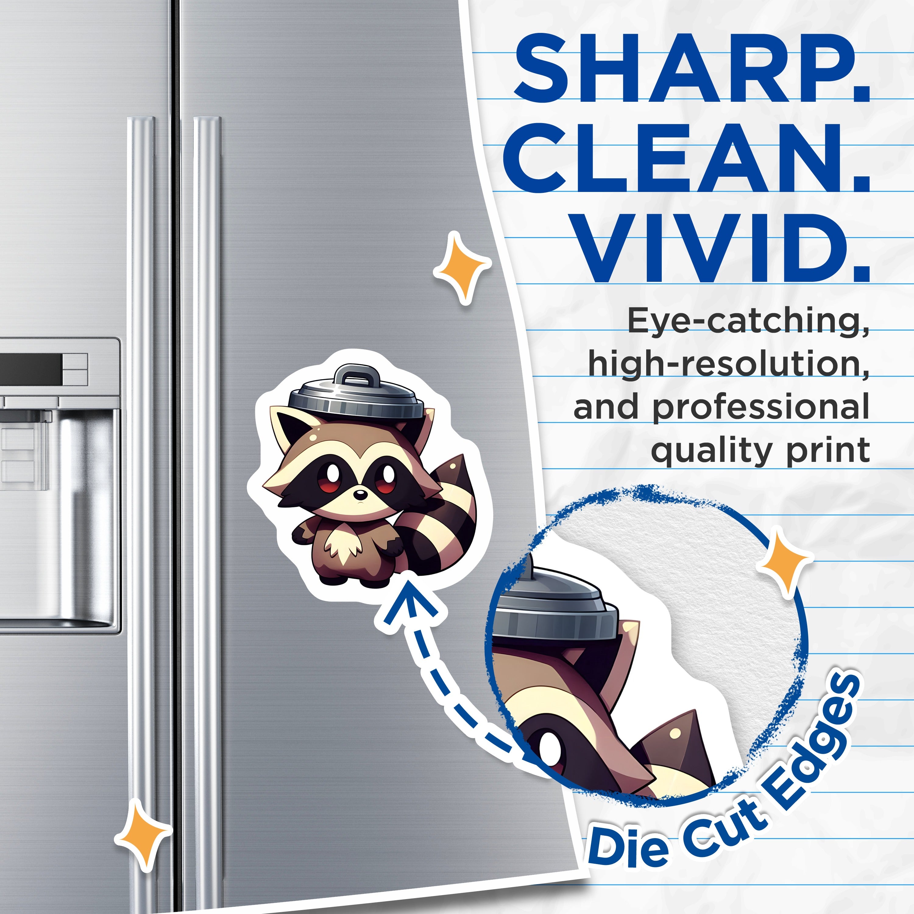 (2 Pack) Cute Raccoon Magnets - Trash Panda Decor - Funny Animal Magnet - Chibi Refrigerator Magnets - 5 Inches On Longest Side - Thick Durable Magnet - Made in USA - MAG39564