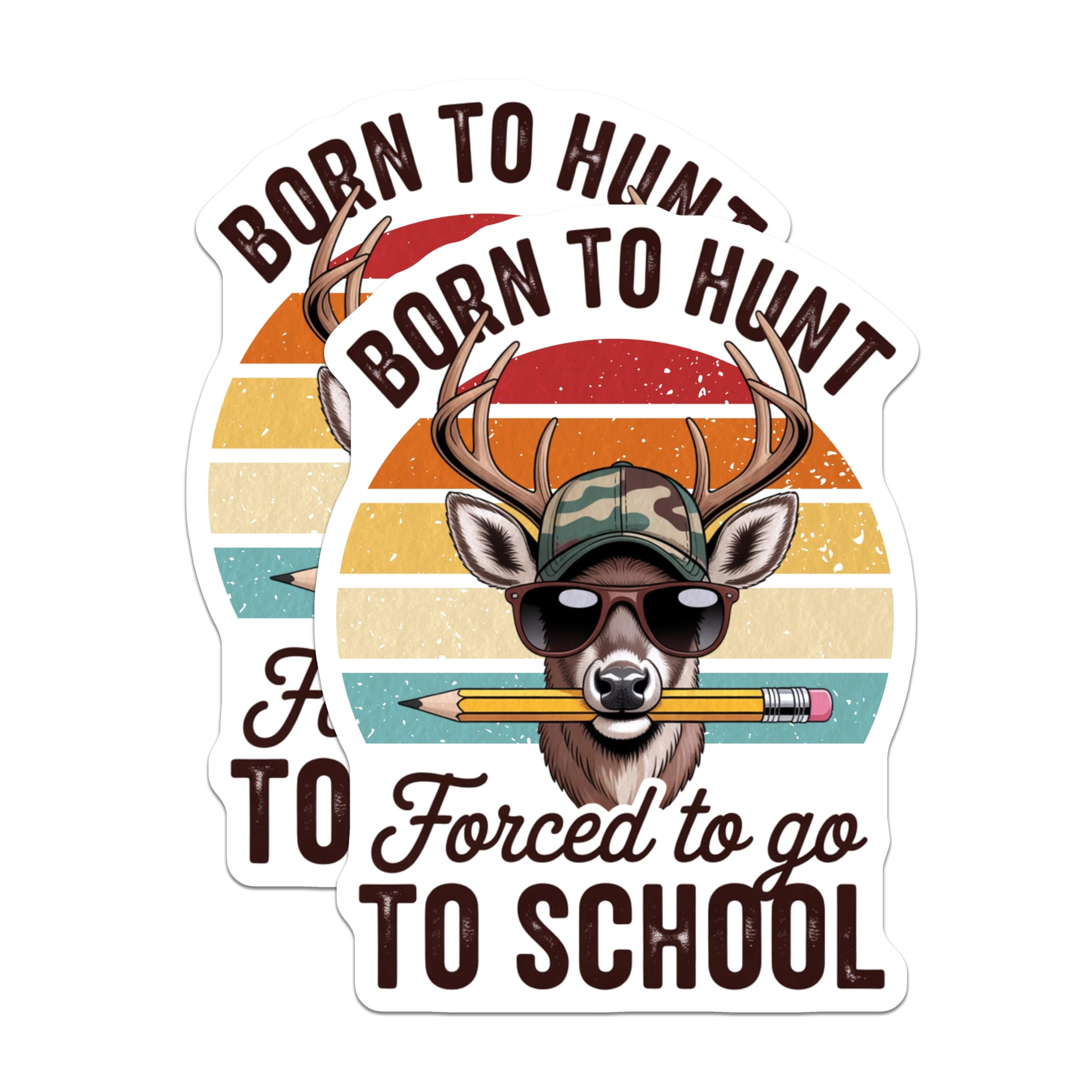 (2 Pack) Deer Hunter Magnets - Funny School Magnets - Born to Hunt Fridge Decor - 5" On Longest Side - Premium Magnet - for Cars, Refrigerators, Toolboxes, Lockers - Made in USA - MAG15712