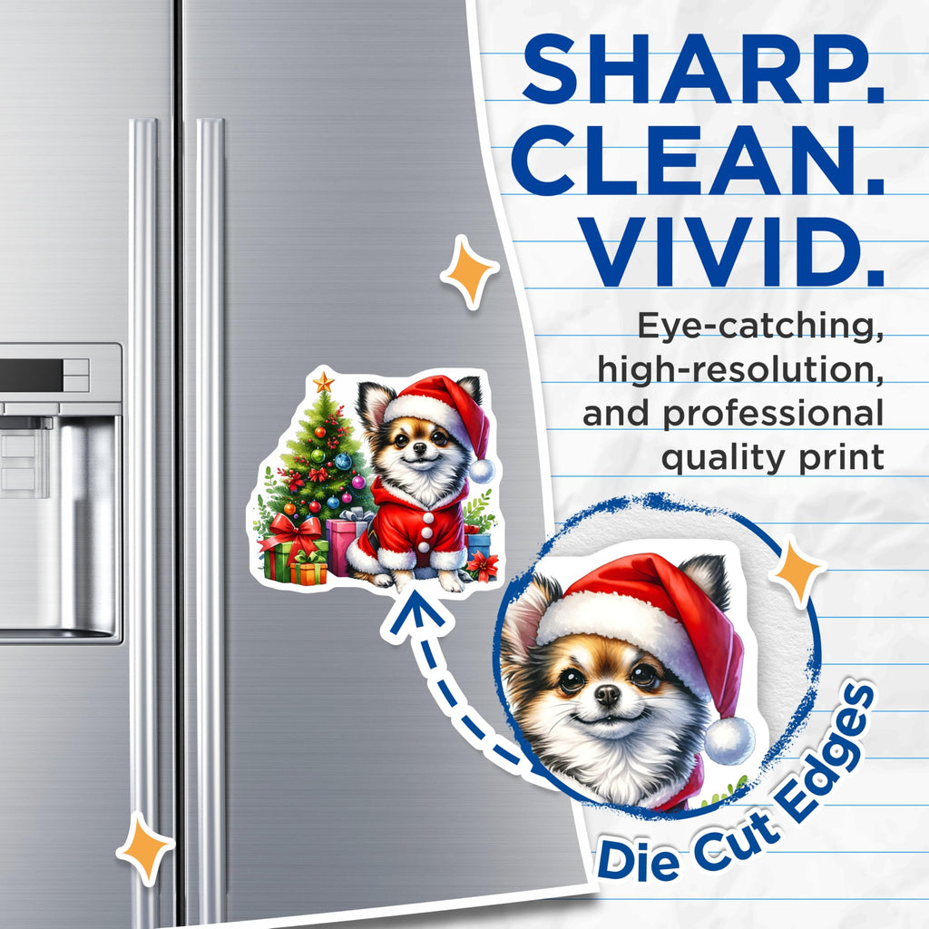 (2 Pack) Chihuahua Santa Dog Magnets - Christmas Pet Holiday Decor - Cute Animal Fridge Accessories - 5 Inches On Longest Side - Thick Durable Magnet - Made in USA - MAG30924