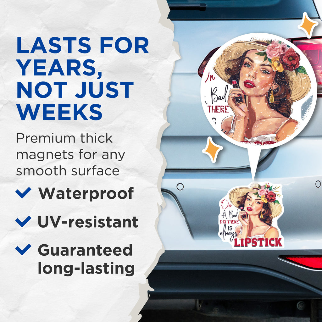 (2 Pack) Lipstick Magnets - Empowering Quote Magnets - Beauty Lover Decor for Women - 5 Inches On Longest Side - Thick Durable Magnet - Made in USA - MAG37612