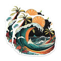 (2 Pack) Tropical Ocean Wave Magnets Magnets - Retro Vibe - Beach Theme - 5" On Longest Side - Made in USA - Sticks to Refrigerators & Metal Surfaces - MAG9256