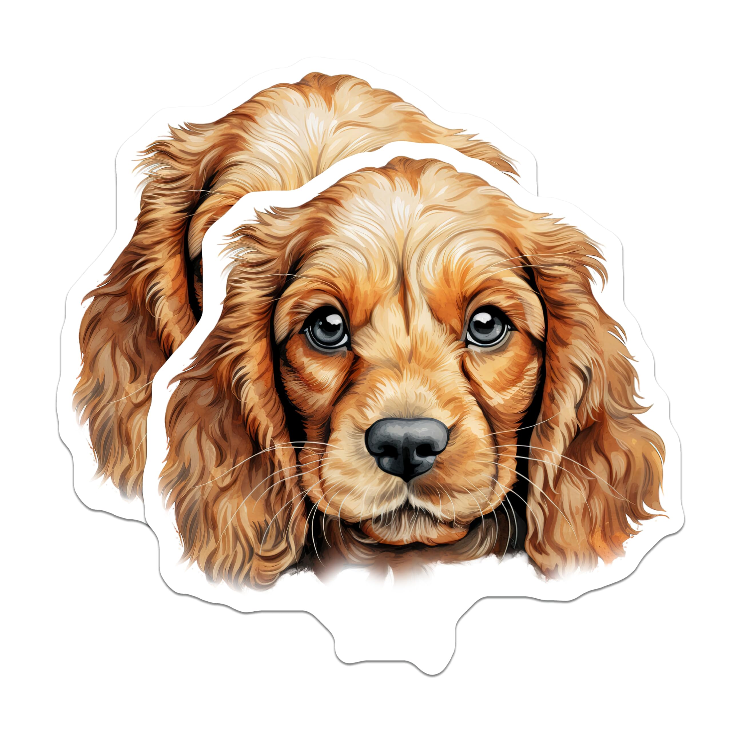 (2 Pack) Cocker Spaniel Puppy Magnets - Adorable Dog Face - Pet Lover Home Decor - 5 Inches On Longest Side - Thick Durable Magnet - Made in USA - MAG29913