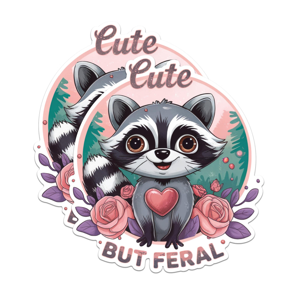 (2 Pack) Cute But Feral Magnets - Adorable Animal Magnets - Illustrated Raccoon Decor- 5" On Longest Side - for Fridges, Toolboxes, Cars - Made in USA - MAG2912
