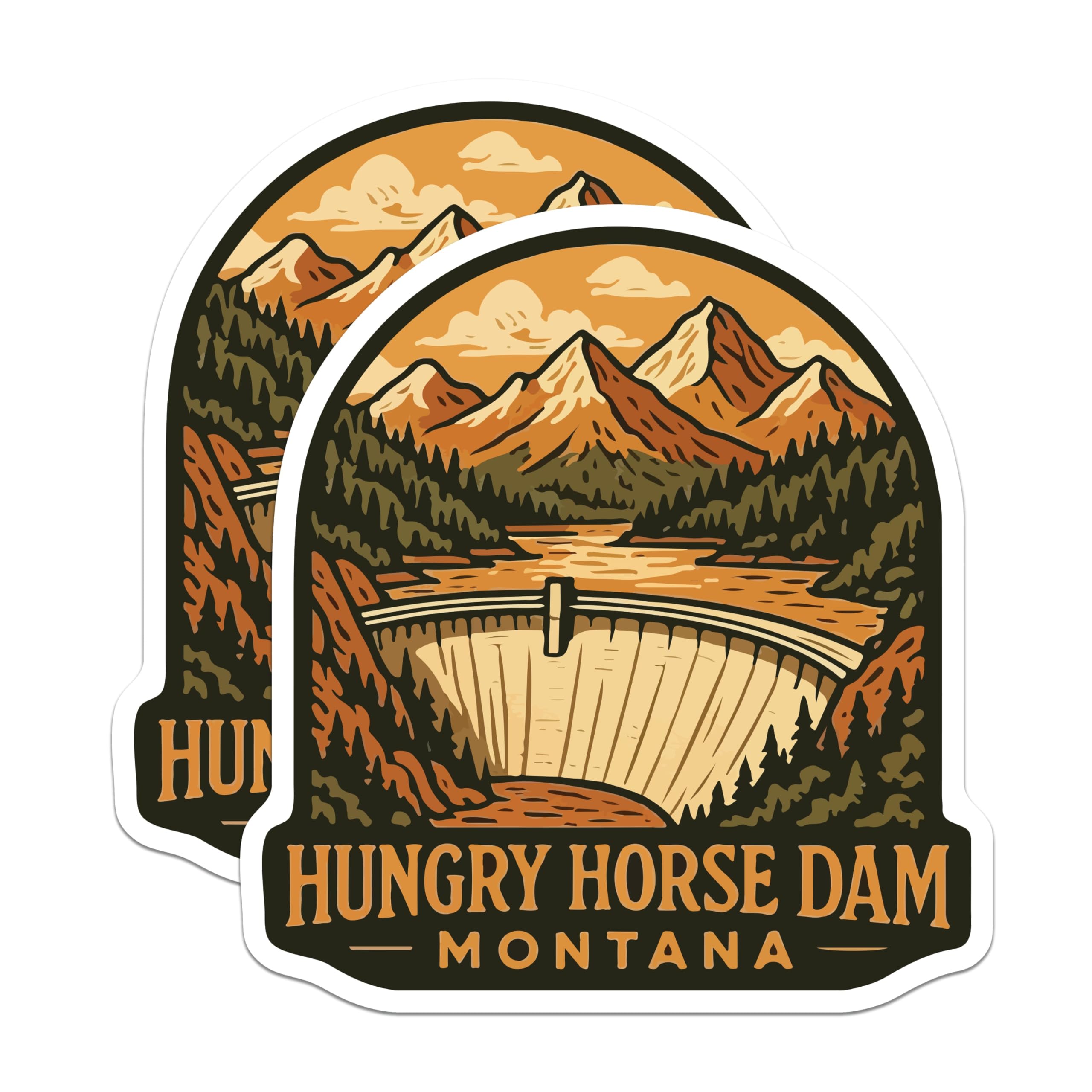 (2 Pack) Hungry Horse Dam Montana Magnets - Montana Travel Souvenirs - Mountain Lake Scenery Magnets - 5 Inches On Longest Side - Thick Durable Magnet - Made in USA - MAG19836