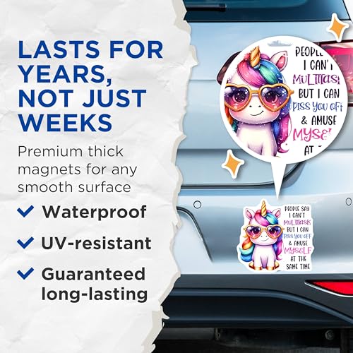 (2 Pack) Unicorn Multitask Magnets - Funny Unicorn Quote Magnets - Cute Unicorn Refrigerator Magnets - 5" On Longest Side - for Cars, Refrigerators, Toolboxes, Lockers - Made in USA BMCS3347