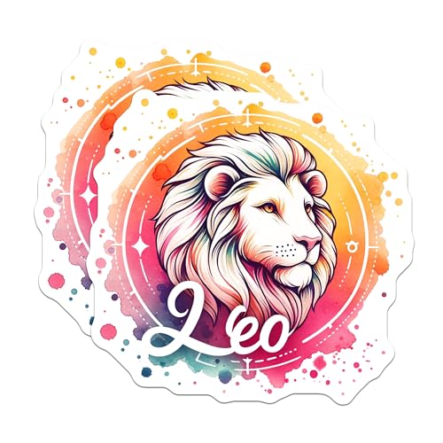 (2 Pack) Leo Zodiac Stickers - Astrology Art - Horoscope Design - 5" On Longest Side - Sticks to Smooth Flat Surfaces - Made in USA - BMCS6998