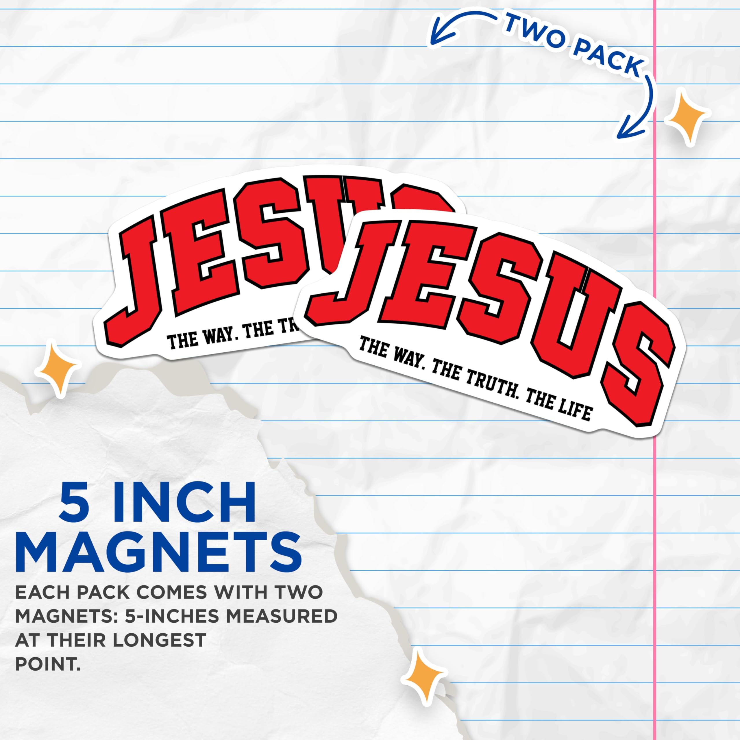 (2 Pack) Jesus Magnets - The Way The Truth The Life - Christian Faith Scripture Verse - Religious Devotion - 5 Inches On Longest Side - Thick Durable Magnet - Made in USA - MAG23339