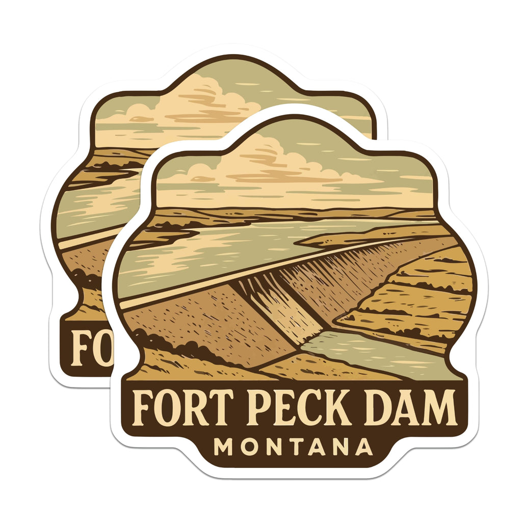 (2 Pack) Fort Peck Dam Magnets - Montana Landmark Souvenirs - Scenic Reservoir Art - State Park Collection - National Travel - 5 Inches On Longest Side - Thick Durable Magnet - Made in USA - MAG19611