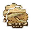 (2 Pack) Fort Peck Dam Magnets - Montana Landmark Souvenirs - Scenic Reservoir Art - State Park Collection - National Travel - 5 Inches On Longest Side - Thick Durable Magnet - Made in USA - MAG19611