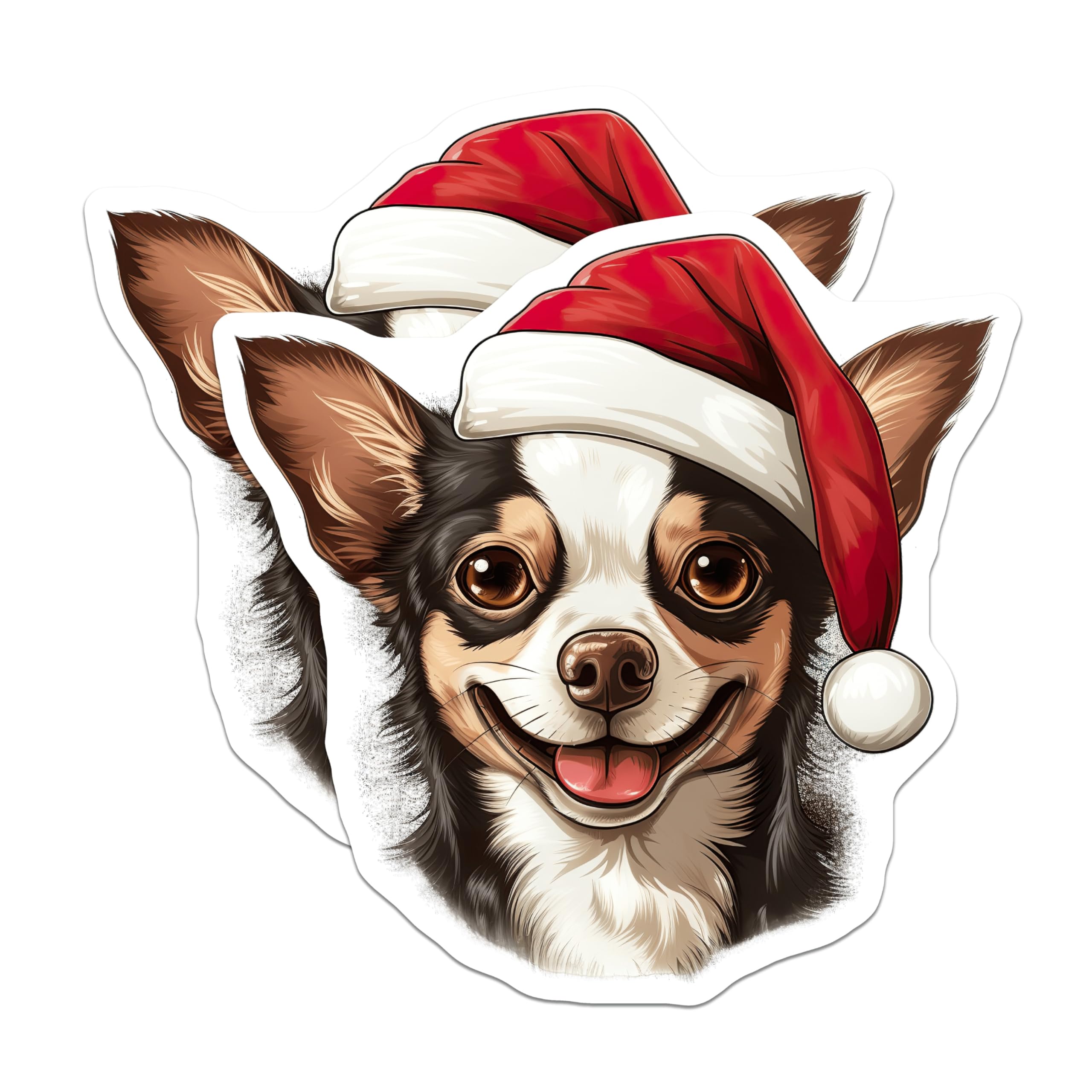 (2 Pack) Christmas Chihuahua Magnets - Santa Hat Dog Decor - Holiday Pet Lover Fridge Accessories - 5 Inches On Longest Side - Thick Durable Magnet - Made in USA - MAG28295