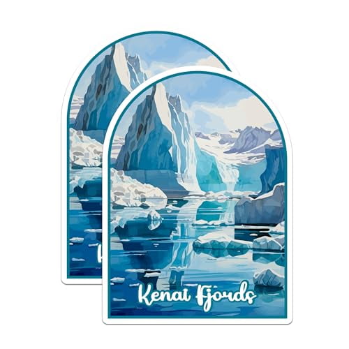 (2 Pack) Kenai Fjords National Park Bumper Magnet - US National Park - Choose from 63 Parks - 5" On Longest Side - Decal for Car Bumper, Laptop, Water Bottle, Wall, and Window - MAG1528