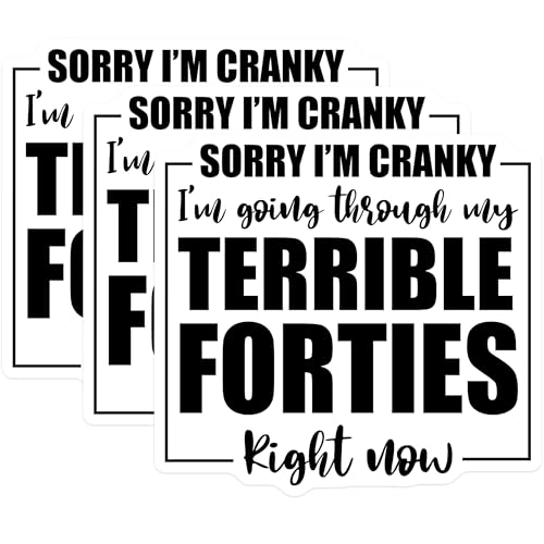 (3 Pack) Terrible Forties Decals - Funny Saying - Cranky Decal - 3 Inches On Longest Side - Easy Peel & Apply - Made in USA - 3MCS4602