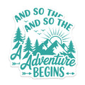 (2 Pack) Adventure Begins Magnets - Mountain Nature Decor - Wanderlust Explorer Quote - 5 Inches On Longest Side - Thick Durable Magnet - Made in USA - MAG39754