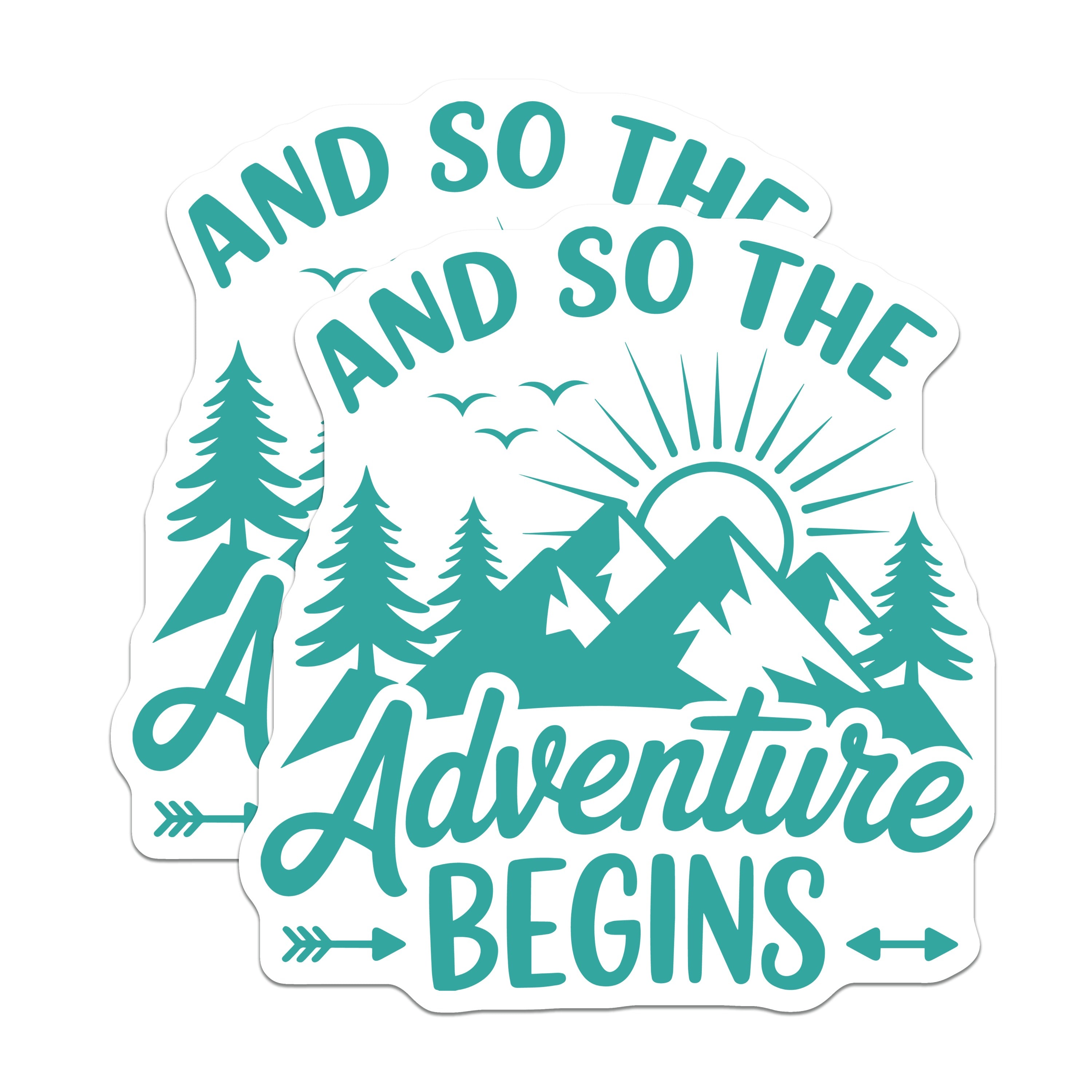 (2 Pack) Adventure Begins Magnets - Mountain Nature Decor - Wanderlust Explorer Quote - 5 Inches On Longest Side - Thick Durable Magnet - Made in USA - MAG39754