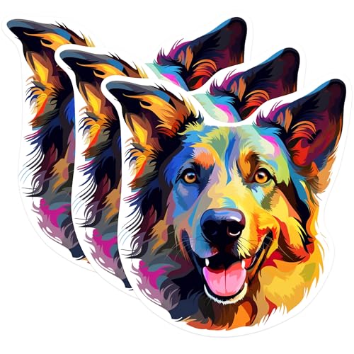 (3 Pack) Border Collie Decals - Colorful Dog Stickers - Laptop Decals - 3 Inches On Longest Side - Easy Peel & Apply - Made in USA - 3MCS0829