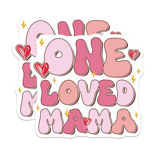 (2 Pack) One Loved Mama Stickers - Mom Quote - Mother's Day - 5" On Longest Side - Sticks to Smooth Flat Surfaces - Made in USA - BMCS7721