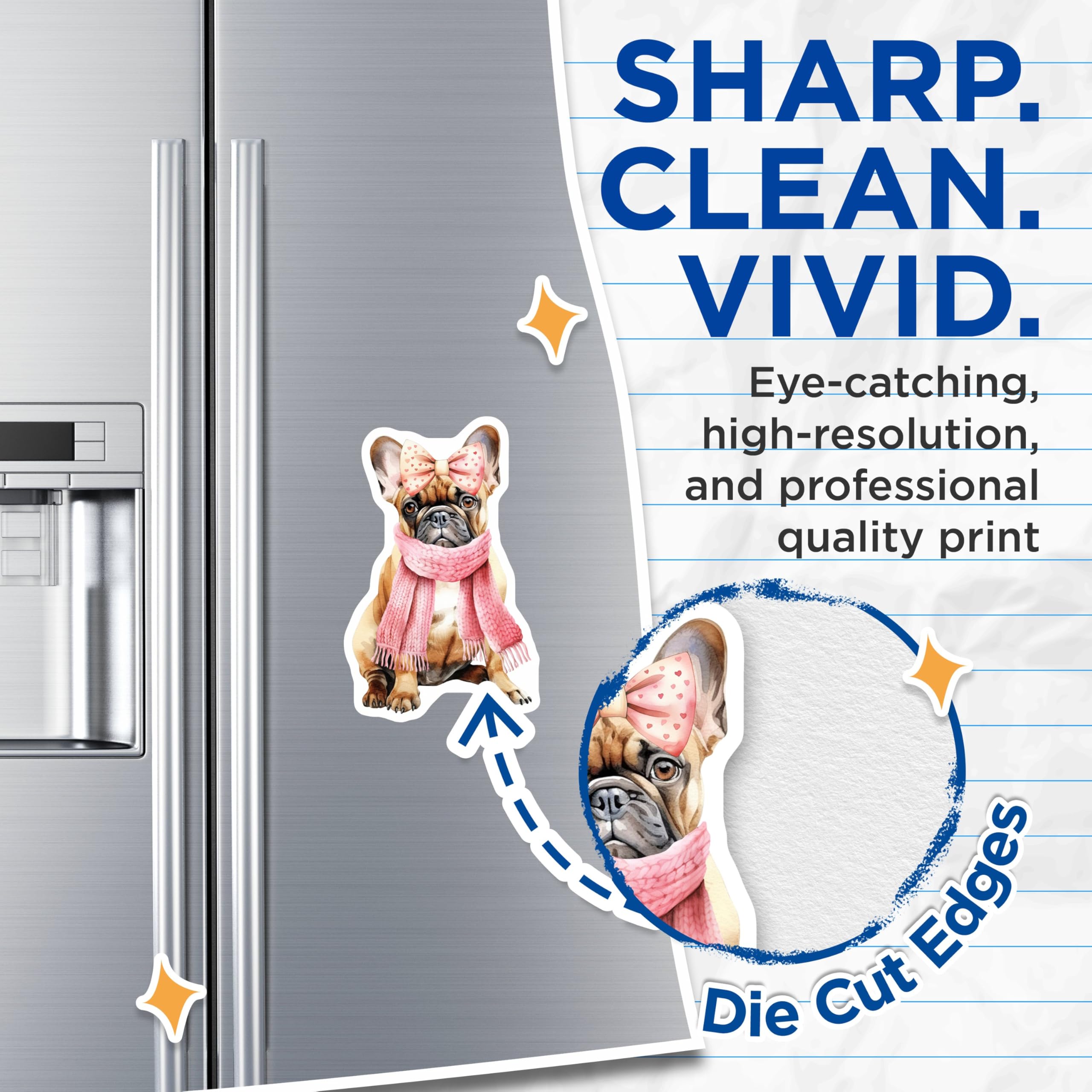 (2 Pack) Dog Lover French Bulldog Magnets - Cute Pet Magnet - Animal Themed Refrigerator Magnet - 5" On Longest Side - for Cars, Refrigerators, Toolboxes, Lockers - Made in USA BMCS3470